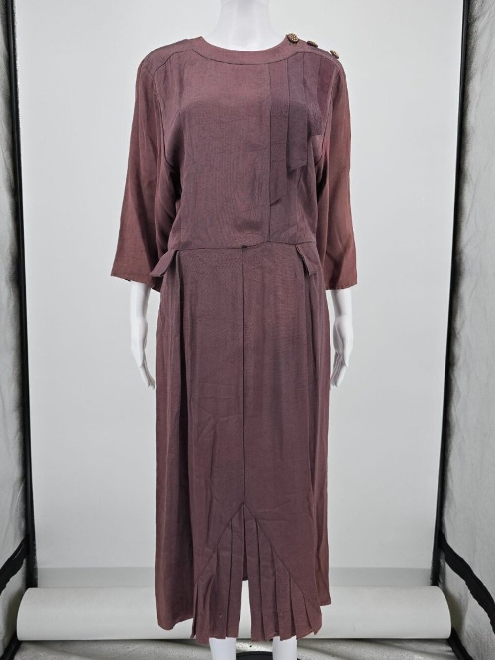 Vintage 1980s Positive Influence Acetate/Rayon Art Deco Revival Dress (M) *Flaws